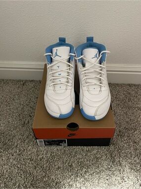 Jordan Kids' White and Light Blue Retro 12